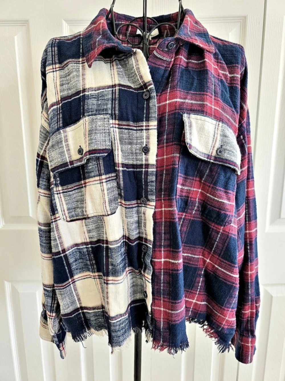 Maurices Plaid Frayed Hem Shirt Size XL